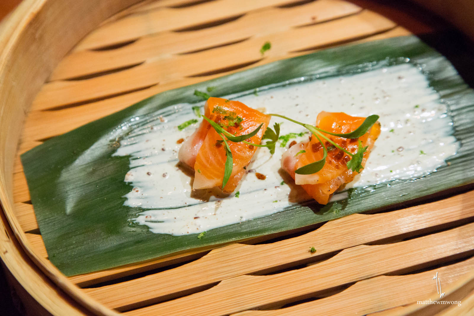 Artic Char - yuzu cured, smoked sesame brittle, cumin aioli, cilantro