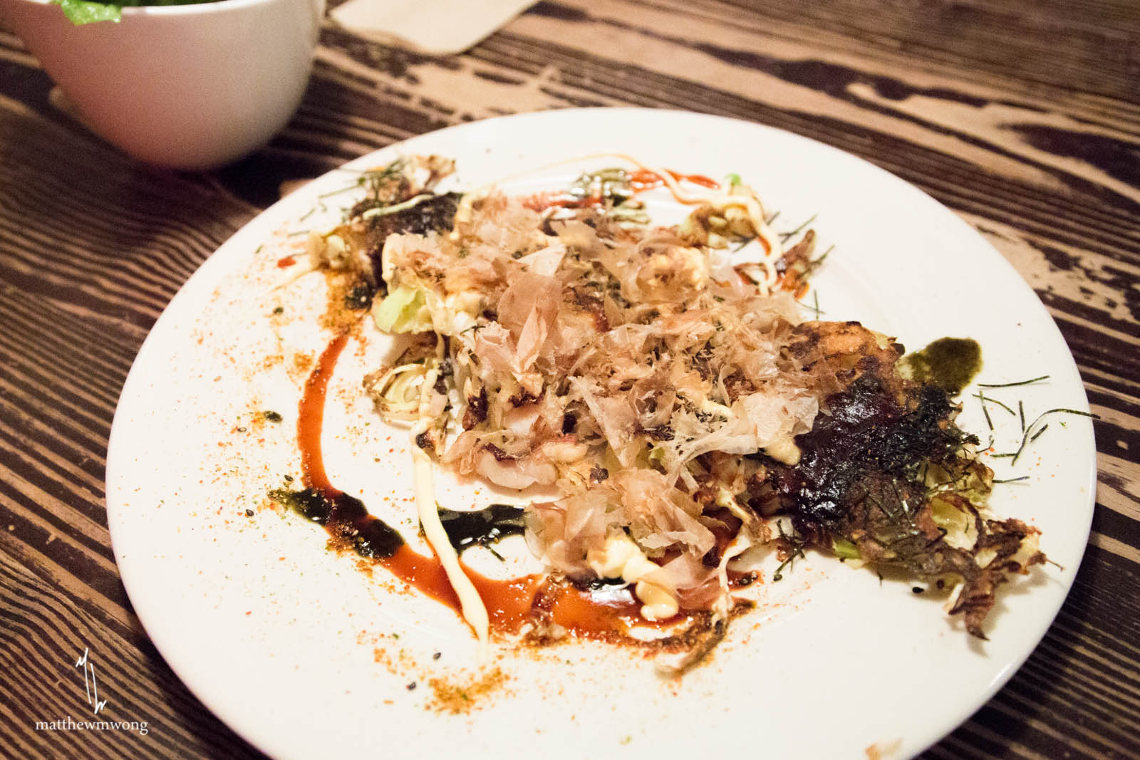 Okonomi Yaki, octopi, cabbage, kewpie, happy brown sauce