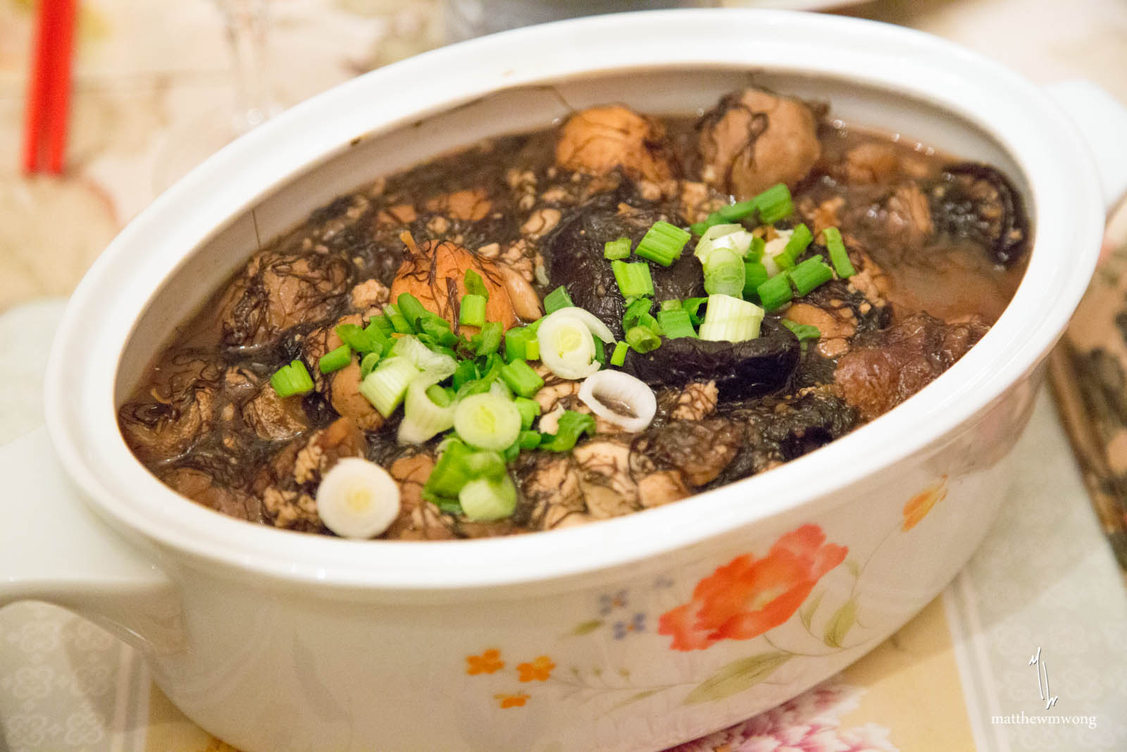 Tofu, mushroom, beef balls, oyster, black moss, sea cucumber