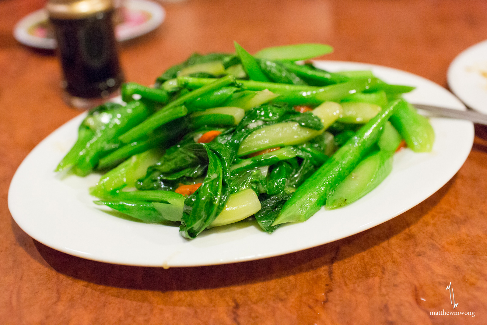 Stir fried gailan with wolf berries (goki)