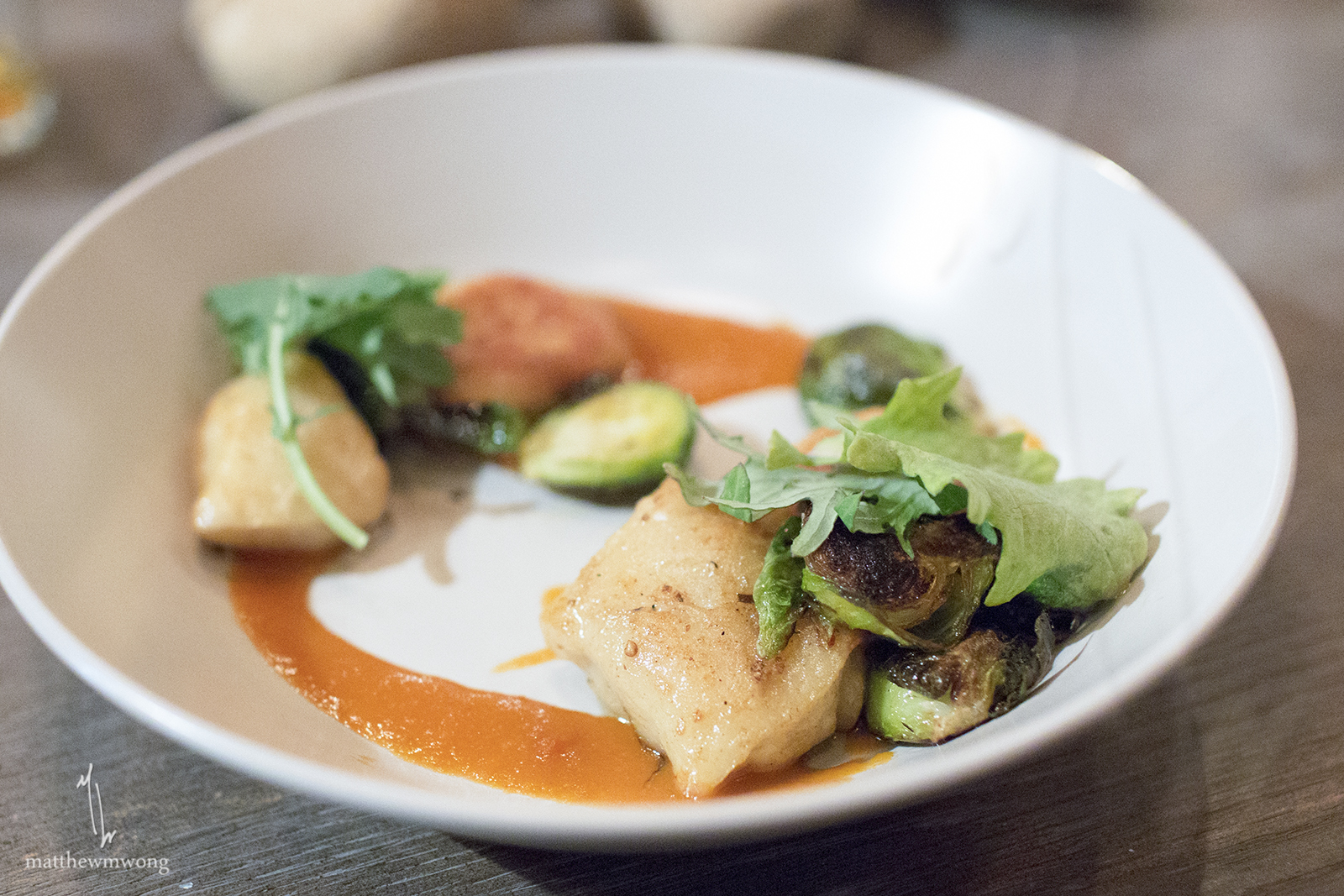 Crispy gnocchi, shaved Spanish chorizo, brussel sprouts, guajillo sauce