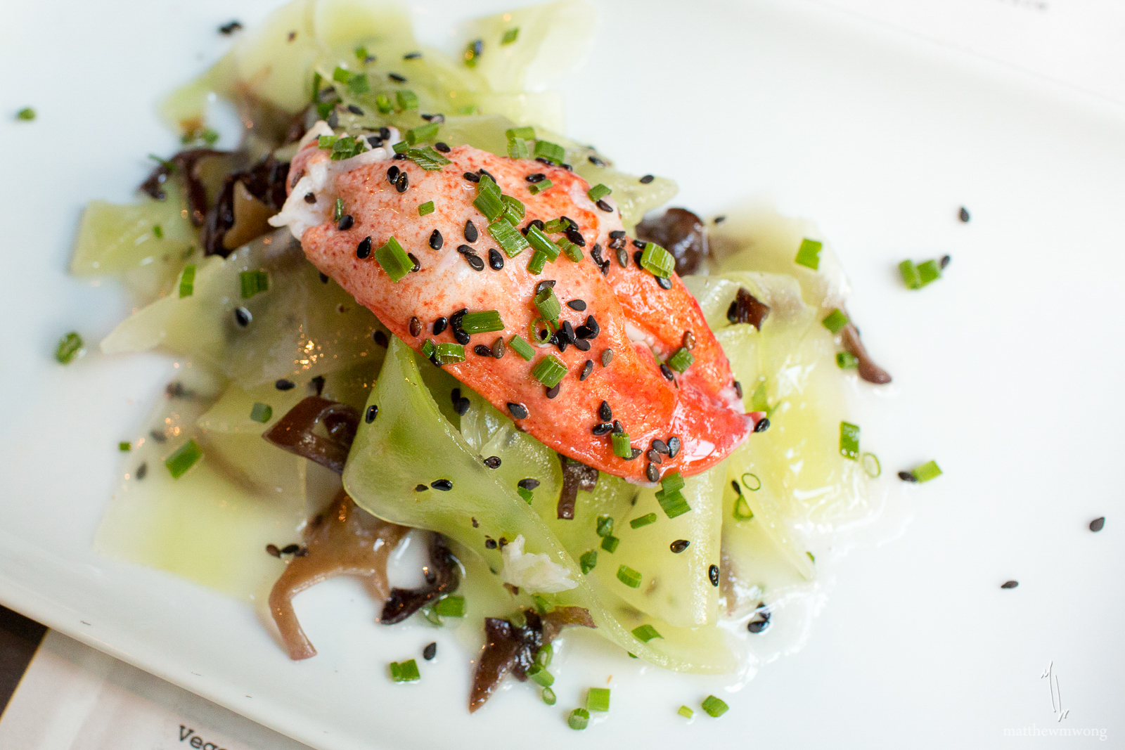 Lobster Salad - Lobster, wood ear mushroom, celtuse, black sesame seeds, chives