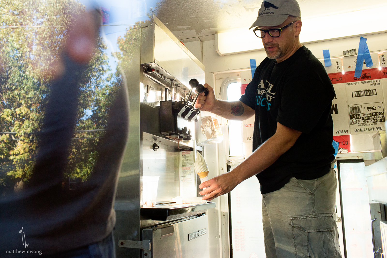 Douglas Quint making my delicious vanilla cone (this was my second)